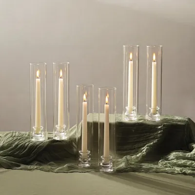 Kerzenhalter Glas Set 6er, Orkan-Design 30 cm, klar