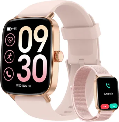 Produktbild von Smartwatch mit Telefonfunktion - 1.85" Fitnessuhr mit Herzfrequenz SpO2 Schlafmonitor,110+Sportmodi Schrittzähler Uhr,IP68Wasserdicht für Android iOS