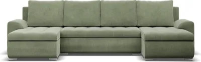 A U-shaped sofa with two chaiselongues, shown from the front against a white background.