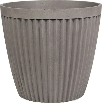 Produktbild von BELIANI Blumentopf Grau ⌀ 44 cm aus Steingemisch und Polyresin mit Rillen-Struktur Rund Modernes Design