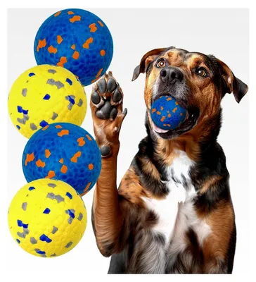 Produktbild von 4 Stück Hundebälle, unzerstörbares Hundespielzeug für aggressive Kauer, interaktive Spielbälle für kleine, mittlere und große Hunde - 7 cm