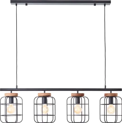 Produktbild von BRILLIANT Gwen Pendelleuchte 4flg schwarz stahl/holz