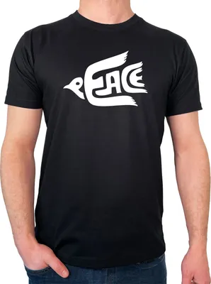 Produktbild von Huuraa Herren T-Shirt Peace Friedenstaube M Black Bio Baumwolle Fairtrade Herrenshirt Geschenkidee