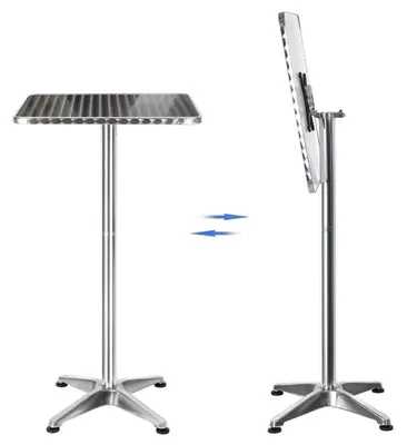 Produktbild von Stehtisch klappbar Aluminium höhenverstellbar 70-110 cm Ø 60 cm Edelstahlplatte für Bar Garten Restaurant
