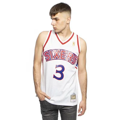 Zdjęcie produktu dla Mitchell & Ness Philadelphia 76ers #3 Allen Iverson biała/biała koszulka Swingman - L
