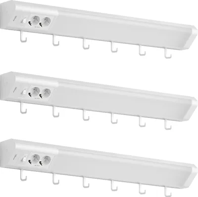 Produktbild von 3er Set Oktaplex LED Unterbauleuchte 76cm mit Steckdose Küchenlicht warmweiß 230V mit Schalter
