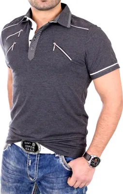 Produktbild von Reslad Herren Zipper Style T-Shirt Poloshirt RS-5028 Anthrazit S