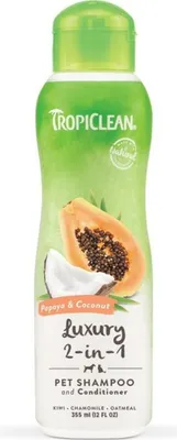 Produktbild von Tropiclean 2 in 1 Shampoo mit Conditioner Papaya und Kokosnuss 355 ml