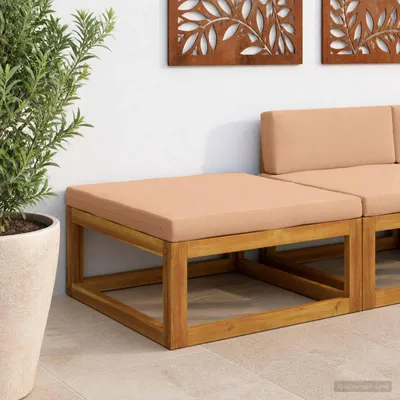 Produktbild von Möbel Modulares Fußhocker-Element mit Kissen Massivholz Akazie Natur - Gartenstühle &1002