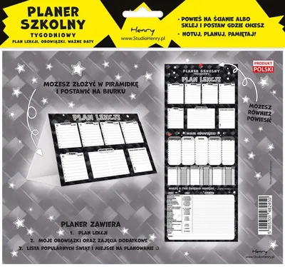 Obrázek produktu pro Planer Karbon - Trójstronna Piramidka do Planowania Lekcji i Obowiązków