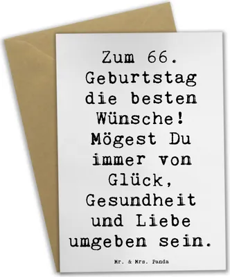 Produktbild von Mr. & Mrs. Panda babykarte Spruch 66. Geburtstag - Weiß - Geschenk, Alter, feiern, hochzeitskarten, einladungskarten, Jubiläum, weihnachtskarten, Herzliche Wünsche, Glück
