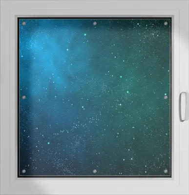 Produktbild von Wallario Lichtschutzbild, Dekorativer Sichtschutz Sonnenschutz 96 x 93 cm mit Motiv: Sternenhimmel - Milchstraße und Sterne bei Nacht - Verdunklung ohne Bohren