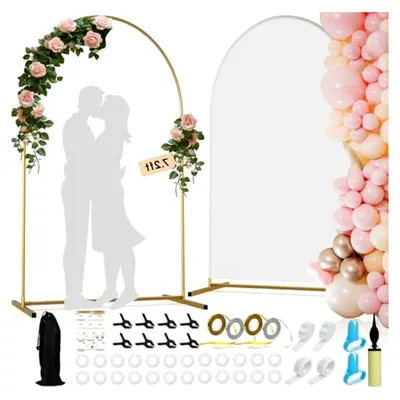 Produktbild von Bogenständer mit Abdeckungs-Set, 2,1 m, Metallbogen für Hochzeiten und Feiern