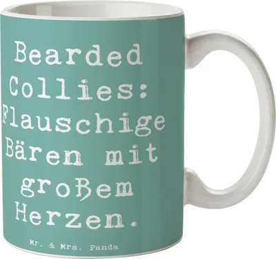 Produktbild von Mr. & Mrs. Panda Teetasse Spruch Bearded Collie Bärenherz - Meeresbrise - Geschenk, Hunderasse, Kaffeetasse, Kaffeebecher, Hunderassen Pflege, Familie, Energiegeladen