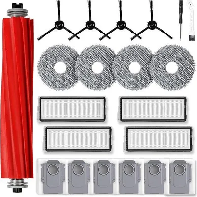 Productafbeelding van 21-delig accessoireset voor Roborock Qrevo S/Qrevo Pro/Qrevo MaxV robotstofzuiger, reserveonderdelen: 1 hoofdborstel, 6 stofzakken, 4 reinigingspads, 4 HEPA-filters, 4 zijborstels, 1