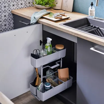 Produktbild von Kesseböhmer CleaningAGENT Küchenauszug (BxTxH: 298 x 480 x 480 mm) Schrankauszug Putzmittelauszug Bodenmontage