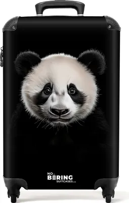 Produktbild von NoBoringSuitcases.com Handgepäck Koffer 55x40x20 cm, Tiere auf schwarzem Hintergrund: Pandabär, 36L