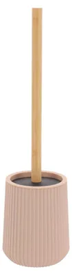 Image de Brosse de toilettes rayée en ABS avec effet caoutchouc et bambou - blush - Tendance