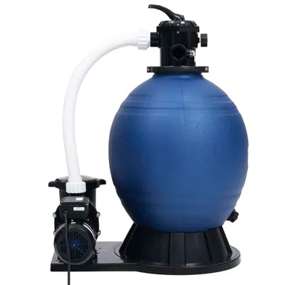 Immagine prodotto di vidaXL Filtro a sabbia con valvola a 7 vie e pompa da 1000 W Blu Nero