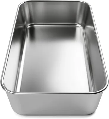 Produktbild von 2-teiliges Brotbackform-Set aus Edelstahl, 33x15x6.7cm, rechteckig, für Toastbrot und Kuchen, rostfrei und spülmaschinenfest, für den Backofen