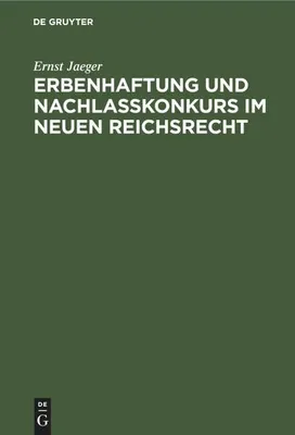 Produktbild von Erbenhaftung und Nachlaßkonkurs im neuen Reichsrecht
