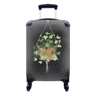 Produktbild von MuchoWow® Koffer Handgepäck Trolley Rollkoffer Kleine Reisekoffer mit 4 Rollen - Pflanzen - Hängepflanzen - Dots - Cabin Size < 55x40x23 cm & 55x40x20 cm - Fotokoffer - Kabinenkoffer - Boardgepäck - Reise-Box - Reisekoffer - Reisegepäck - Koffer mit Bild - Trolley für Kinder