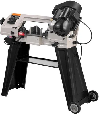 Imagen del producto de Sierra para metal de 4 x 6 pulgadas, con capacidad para cortes rectos, máquina de corte vertical de 220V con motor de 550W, ajuste de ángulo de 0-45° y velocidad variable