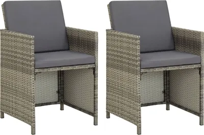 Immagine prodotto di vidaXL Gartenstühle 2 Stk. mit Auflagen Poly Rattan Grau