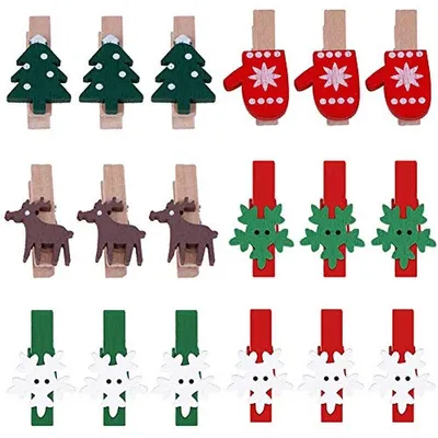 Productafbeelding van Mini houten klemmen voor kerstdecoratie - 150 stuks