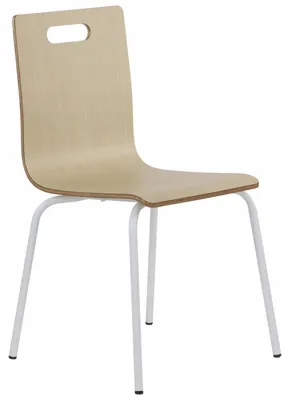 Immagine prodotto di Sedia da conferenza fissa WERDI A, schienale e seduta in compensato laminato, struttura in metallo verniciato a polvere, faggio/bianco
