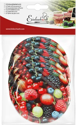 Zdjęcie produktu dla PUSZKI Twist-off pokrywki Owoce jagodowe odporne na pasteryzację Ø82mm worek 6 szt