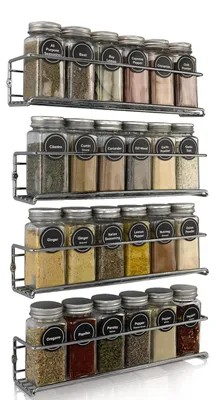 Kruidenregal-Set, 4er-Pack, Metall, 29x6x6 cm, silber