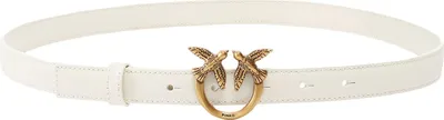 Zdjęcie produktu dla PINKO Leder Gürtel Love Berry H2 Belt W85 White - Antique Gold creme