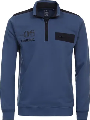 Produktbild von REDMOND Troyer-Sweatshirt Blau bestickt XL Regular Fit