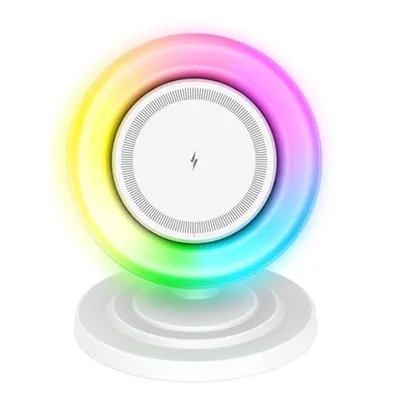 Produktbild von Wireless Charger 3-in-1, 15W magnetisches Laden, Bluetooth Lautsprecher, RGB Ambientelicht, mit Schutzfunktionen, für Handy, ideal für Zuhause & Büro