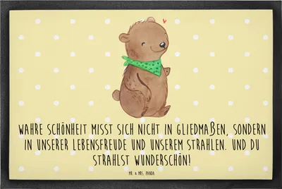 Produktbild von Mr. & Mrs. Panda Schmutzmatte Bär Dysmelie 50 x 75 cm - Gelb Pastell - Geschenk, Haustürmatte, fußmatte, Sauberlaufmatte, Schmutzfangmatte, Fussmatte