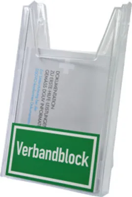 Produktbild von Dreifke® Halterung für Verbandblock DIN A6, transparent, zur Tischaufstellung...