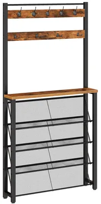 Schmale Garderobe 76x20x190,5 cm mit Schuhregal und Haken