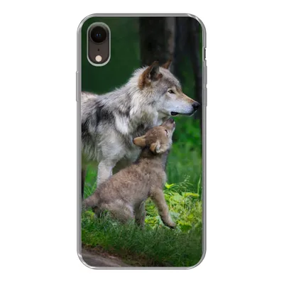 Produktbild von MuchoWow® Handyhülle Schutzhülle Hülle für iPhone XR Wolf - Baby - Wald Silikon Softcase Handy Hülle - Schutzdeckel