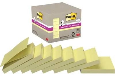 Image de Post-it R330-RSSCY-VP8 - Bloc-notes Post-it ultra-adhésifs, recyclables, format Z, jaunes
