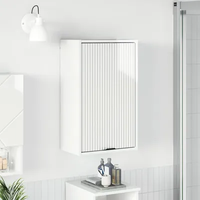 Image de Armoire de salle de bain exclusive, finition blanche haute brillance, dimensions : 39 x 23,5 x 65 cm