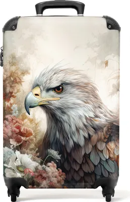 Obrázek produktu pro NoBoringSuitcases.com® Kufr Příruční zavazadlo na kolečkách Kufr na kolečkách Malý cestovní kufr na 4 kolečkách - Eagle - Eagle - Bird - Flowers - Nature - Cabin Velikost < 55x40x23 cm & 55x40x20 cm - Foto kufr - Příruční kufr - Palubní zavazadloPříruční zavazadlo Kufr 55x35x20 cm, 36L,
