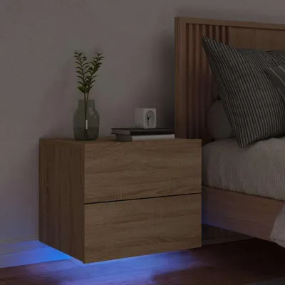 Immagine prodotto di vidaXL Comodino a muro con luci LED Rovere Sonoma