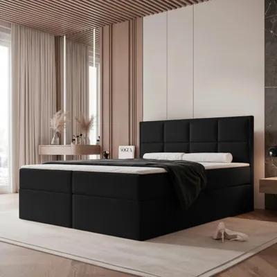 Productafbeelding van Boxspringbed TIOLI 160x200, bed met paneeloptiek, bedopslag, Bonell-matras, zwart