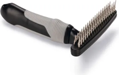 Produktbild von Beeztees Striegel Rotierende Doppelzinken - Hundepflege - Schwarz/Grau - 16,5x10,5x3 cm