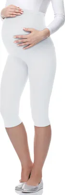 Image de Leggings de grossesse 3/4 Be Mammy en viscose BE-03 (blanc, S)