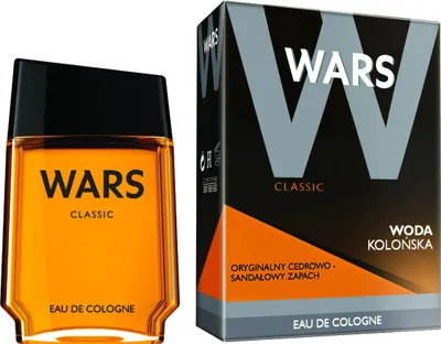 A bottle of WARS Classic Eau de Cologne and its packaging are displayed side-by-side against a white background.