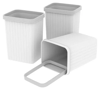 Produktbild von Cetomo 3er Set 8.2L Mülleimer Kunststoff Weiß für Büro & Schlafzimmer