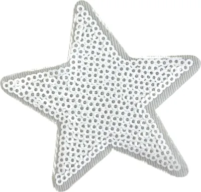 Produktbild von Stern Sterne Paillette Emblem Aufnäher zum Aufbügeln, Weiß