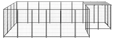 Produktbild von Outdoor Hundehütte mit abschließbarer Tür - Schwarz und Silbergrau - 440 x 220 x 110 cm